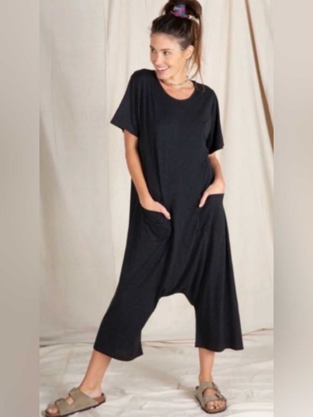Natural Life Charcoal Gray Comfy Oversized Harem Jumpsuit Size  L/XL
